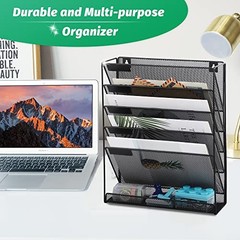 Desk File Organizer Mesh 6-Tier, Hanging Wall Mount Document 6 Tier Black