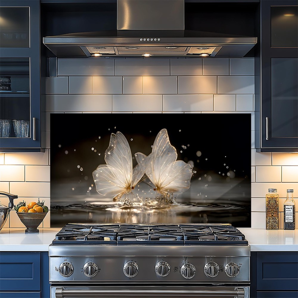 Transparent Butterflies Kitchen Backsplash Wallpaper Stickers Waterproof Stov…