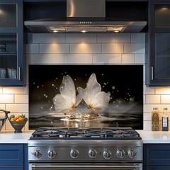 Transparent Butterflies Kitchen Backsplash Wallpaper Stickers Waterproof Stov…