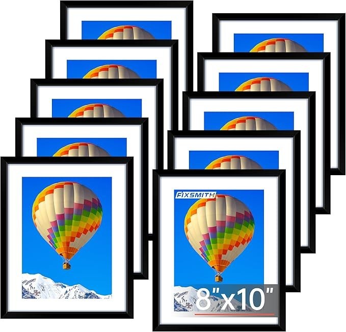 FIXSMITH 8×10 Picture Frames Black Wall Tabletop 5×7 Mat Collage