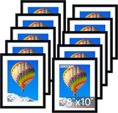 FIXSMITH 8×10 Picture Frames Black Wall Tabletop 5×7 Mat Collage