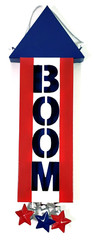 BOOM Fireworks Sign 17 in x 5.25 in x .75 in Patriotic Metal NWT