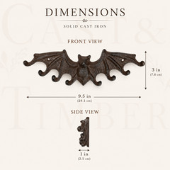 Austin Bat Wall Hook – Rustic Cast Iron Key Holder, Gothic Decor Gift for Bat Fa