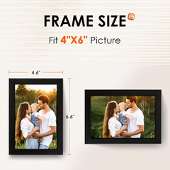 4″x6″ Black Picture Frames Set MDF Wall or Tabletop Display Frames Set of 2