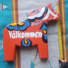 Swedish Dala Horse Sign-Valkommen/Anderson- 14 x 15 inches-Large