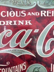 Vintage Metal Coca Cola Sign Faux Antique 5 Cents 16 in x 9 in