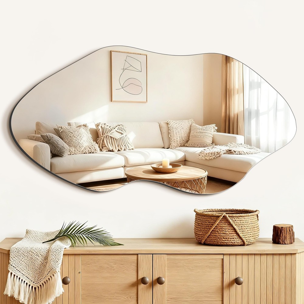 Fictor Irregular Asymmetrical Wall Mirror 36 X 19 Modern Decorative Mirror For