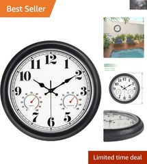 13-Inch Vintage Outdoor Wall Clock: Waterproof, Silent, Thermometer & Hygrometer
