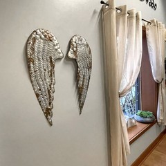 Zeckos Galvanized Metal Rustic Angel Wings Wall Decor Set