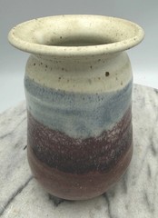 Signed Studio Pottery Vase Stoneware Crock Organic Coastal Beach House Decor