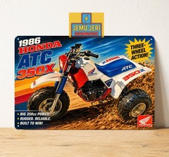 1986 Honda ATC 350X Three Wheeler Metal Poster Tin Sign 20x30cm Vintage ATV Art