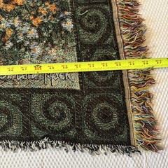 Barbara Mack Antiquarian Tapestry Woven Fringed Throw Blanket 56”x44” Flawed