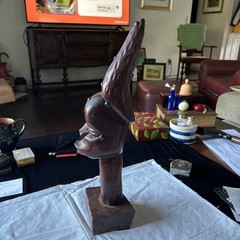 Vintage African Bust Hand Carved Wood Sculpture Tribal Head Wooden.