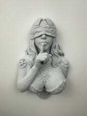 Mystical Blindfolded Oracle Wall Sculpture Gothic Occult Decor Woman Wall Art 9”