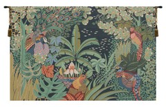 Jungle and Four Birds Decorative Woven French Tapestry Wall Hanging 20×30 in
