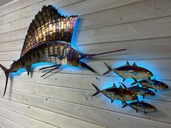 Sailfish chasing bait Stainless steel metal art