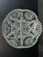 Antique American Brilliant Period Crystal Cut Sunburst Glass Bowl