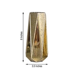 2 GOLD 8″ tall Mercury Glass Geometric Vases Wedding Events Home Centerpieces
