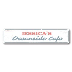 Oceanside Cafe Sign, Personalized Restaurant Name Metal Wall Decor – Aluminum