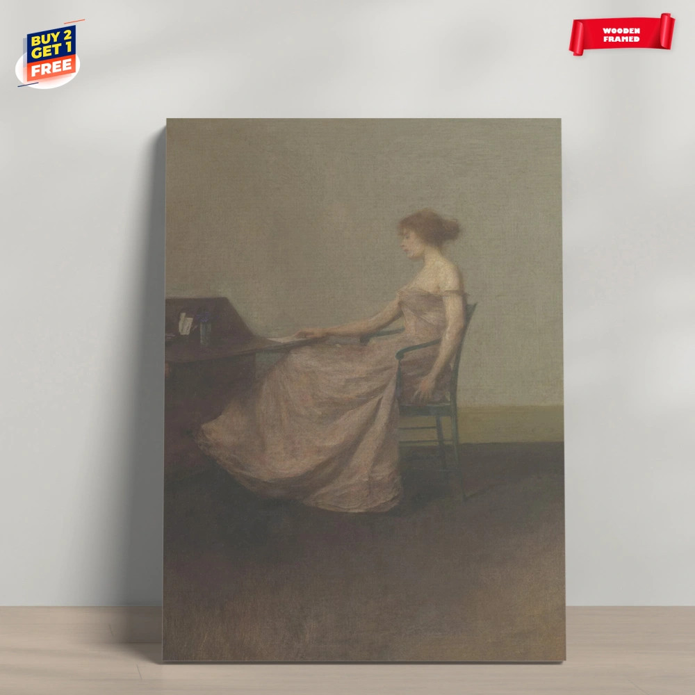 Woman Writing a Letter Vintage Painting Canvas Print Poster Home Decor