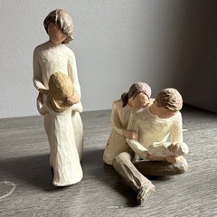 Willow Tree Figurine Lot, Resin People/Family, Beige White Brown, Freestanding