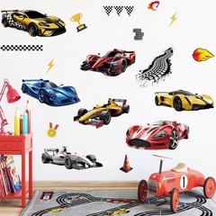 Racing Car Wall Decals – Vehicle Stickers for Boys Bedroom, Kids Playroom, Nurse