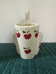 Multipurpose Ceramic 4-Section Caddy, Apple Motif, Center Carrying Handle