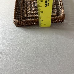 Small Square Woven Wicker Basket Tray Brown Black Spiral Trinket Dish 5×5 Boho