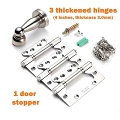 4 Inches Door Hinges, Non-Mortise Stainless Steel Door Hinges with Door Stoper