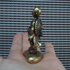 Solid Brass Monk Figurine Vintage Bronze Color Kid Statue Home Decor