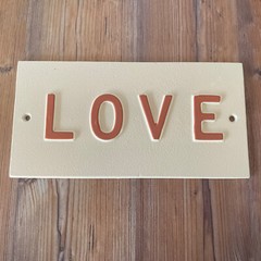 Hearth & Hand Magnolia LOVE Wall Decor Art Plate Sign Home Décor White Pink