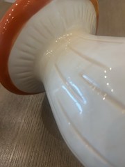 Large Ceramic Mushroom MCM Style Orange & Cream – 6 inches tall