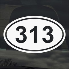 Personalized Area Code or Zip Code 1 Color Custom Oval Vinyl Decal Sticker