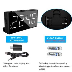 Alarm Clock for Bedroom LED Display Plug in Digital Clock with USB Charging Port