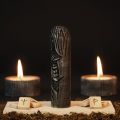 Wooden Hel Figurine Handmade Norse Viking Goddess Mythology Decor 15cm Gift