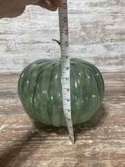 ANTHROPOLOGIE TERRAIN BOTTOM FROSTED RUSTIC GREEN GLASS PUMPKIN New-Discontinued