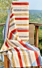 Barn wood Wood Plank Floor Fabric – Red, White, Gray – Thistle Hill Collection