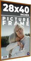 28×40 Honey Brown Real Wood Picture Frame Width 0.75 inches | Interior Frame Dep