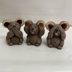 Artesania Rinconada Mouse Mice Figurines See Hear Speak No Evil 136 A.B.C