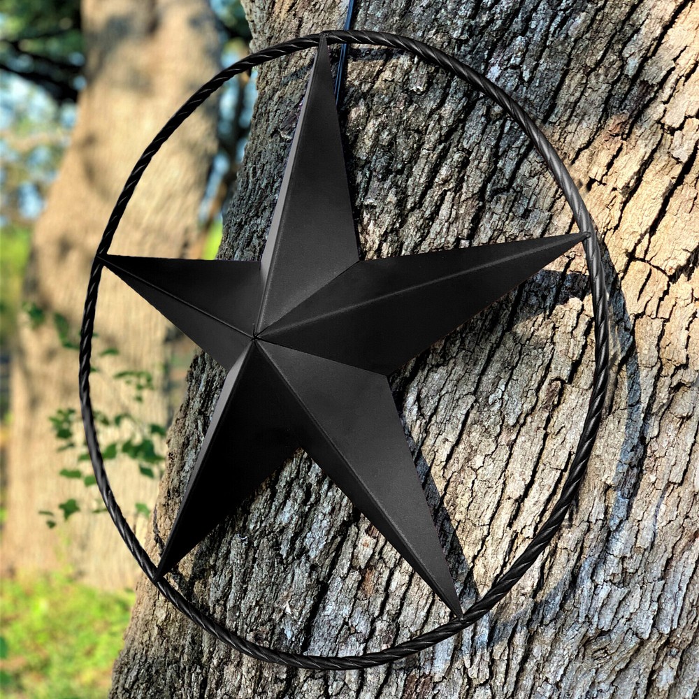 Rustic Dimensional Barn Star – 24″ Black Metal Country Farmhouse Home Decoration
