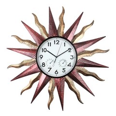 Large Outdoor Clock with Thermometer & Humidity – Silent Non-Ticking, Sun Outdoo