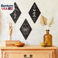 3 Pcs Rustic Boho Wall Decor Moon Phases Butterfly Wall Art Stars Moon Decor Min