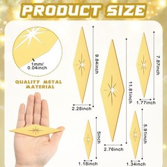 5 Pieces Mid Century Modern Gold Starburst Metal Wall Art Decor Set