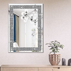 Ruomeng Wall Mirror Rectangular Crystal Crush Diamond Mirror for 28″L x 20″W