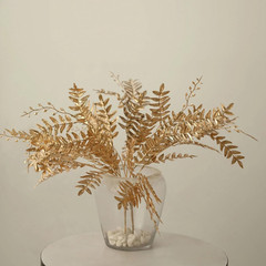 2 Gold 21 in Artificial Fern Leaf Branches Metallic Faux Greenery Stems Party Ce