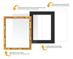 11×22 Frame Gold Bamboo With Black Picture Mat For 11×22 Photo – Gold Bamboo 13x