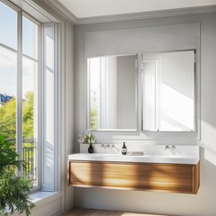 Frameless Rectangle Bathroom Vanity Wall Mirror Beveled Edge Shatterproof Mirror