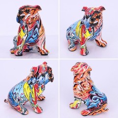 Colorful English Bulldog Statue – Resin Dog Sculpture for Home Decor & Gifts