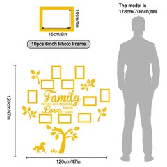 Family Tree Wall Decor Picture Frame Collage Removable 3D DIY Acrylic