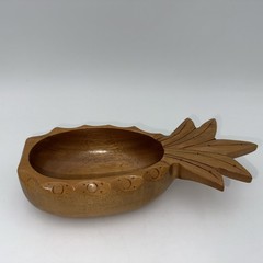 Blair Hawaii Monkey Pod Pineapple Bowl Carved Vintage Toothpick Holder 9in